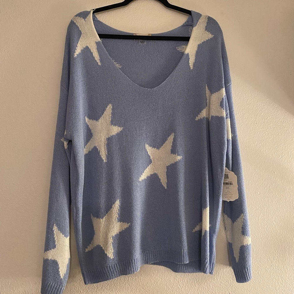 Altar’d State - Light Blue and White Star Sweater